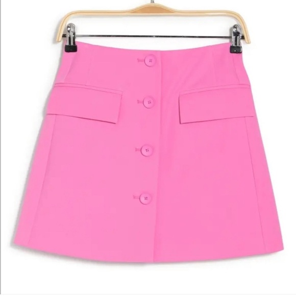 SOLD NWOT Derek Lam Preppy Mini Skirt 2 Bright Pink - Picture 4 of 11